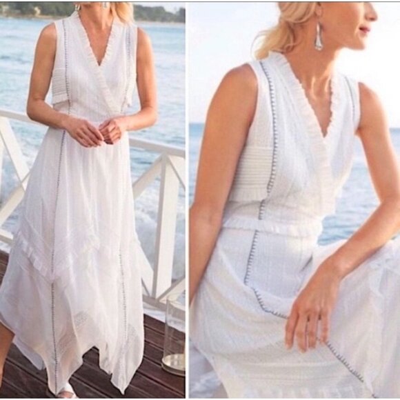 Soft Surroundings Villette Lace Handkerchief Midi White Boho Dress, M, NWOT - Picture 1 of 11